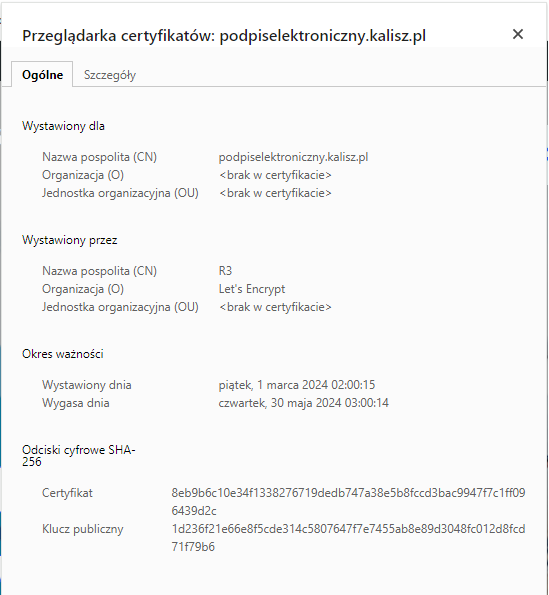 Certyfikat SSL DV