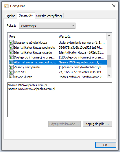 Certyfikat SSL dla jednej domeny