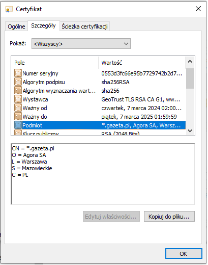 Certyfikat Certum SSL Trusted