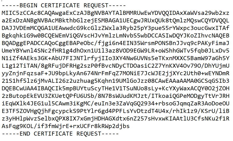 Plik CSR - Certum Premium SSL EV
