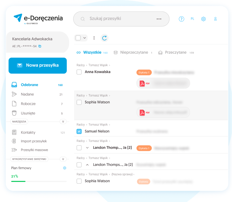 Certum e-Doręczenia. Skrzynka pocztowa.