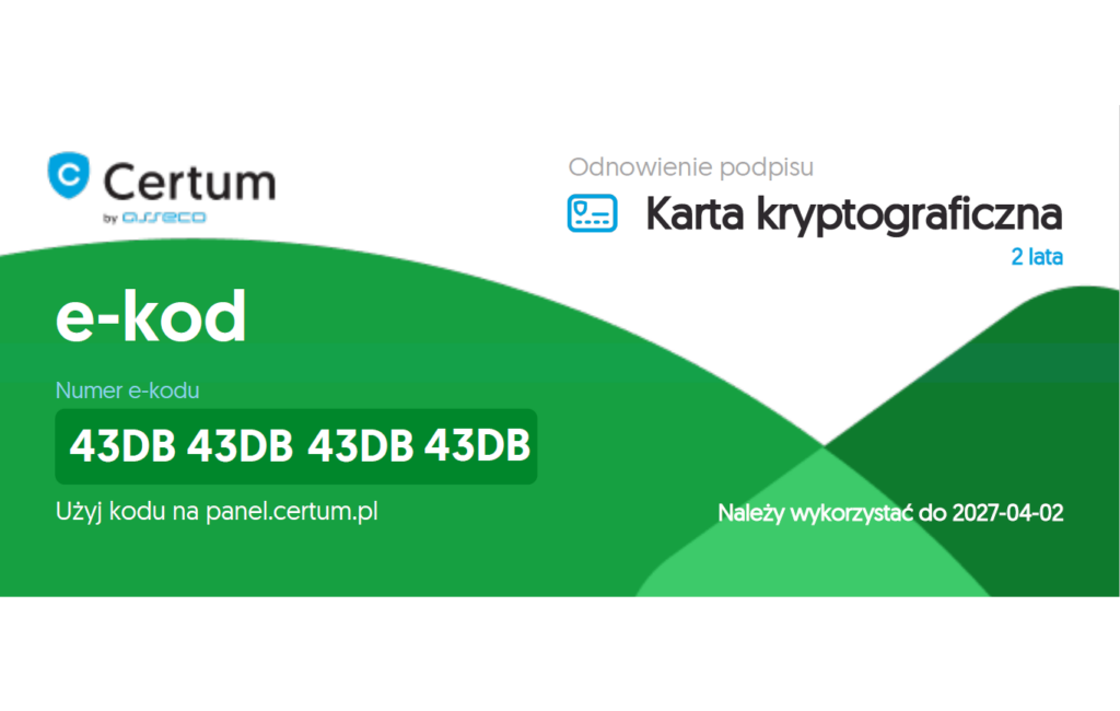 e-kod do odnowienia podpisu elektronicznego na karcie